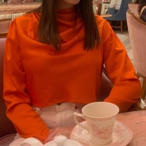 Satin style long sleve blouse